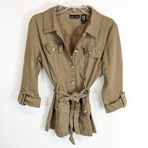 D.F.A New York khaki belted utility jacket